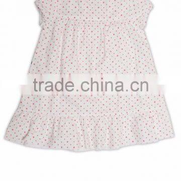 Organic Cotton Printed Girl's Puff Sleeve Summer Dress