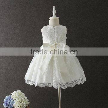 New Arrival Summer Baby Clothes White Embroidery Flower Lovely Lace Net 0-2 Years Old Party Dress Baby First Communion Dresses photo-3