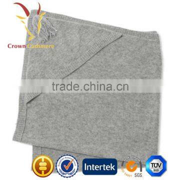 Wholesale Knitted Kid Cashmere Throw Blanket With Fringe photo-3