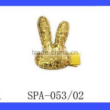 SPA052-02 Lovebaby New Design Girls Accessories Solid Color Sequin Rabbit With Plastic Clips