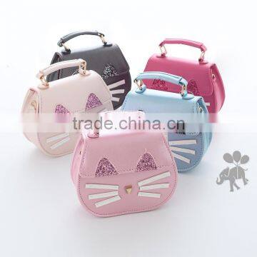 S66044A Cartoon Cat Pattern Sequins Princess Children Handbags