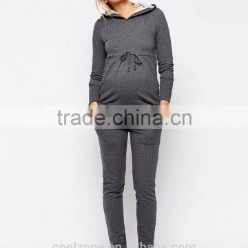 Relaxed Fit Longline Cut Hooded Sweatshirt for All Stages of Pregnancy
