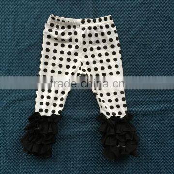 XF-049 wholesale Classical kids Black dots triple black Ruffle bottom icing ruffle legging Pants
