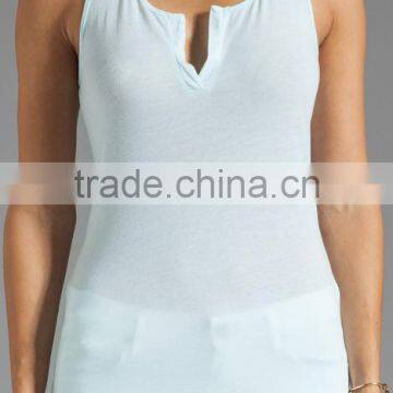 100% Cotton Split v Neck Tanks