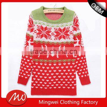 Womens jacquard knitted acrylic ugly xmas oversized jumper sweater for sale