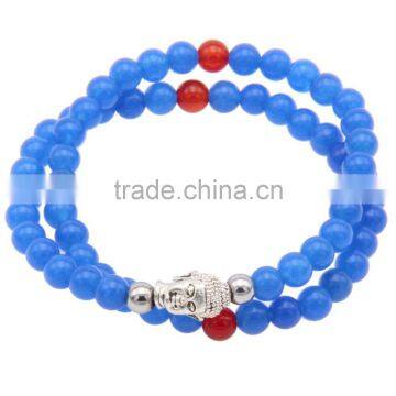 Double Layered Blue Beads Buddha Bracelet Religion Tibet Charm Jewelry