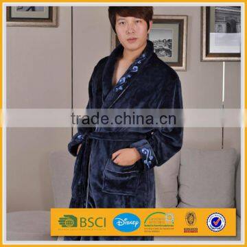 male black microfibre fleece full length custom made bathrobe