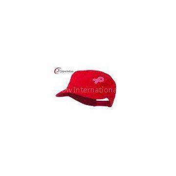 Red Breast Cancer Embroidered Army Baseball Hats Adjustable For Girl