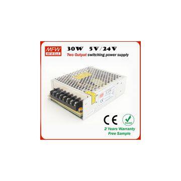 30w Dual output type power supply 5v/34v output led driver with CE ROHS certificates