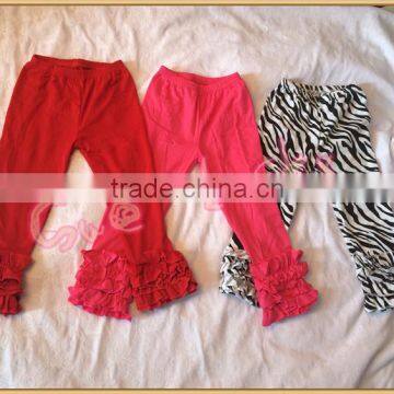 Wholesale kids leggings baby girls ruffle leggings plain color triple ruffle leggings persnickety 100% cotton ruffle leggigns