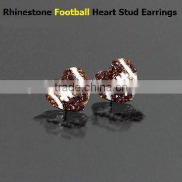 2015 Factory Price Full All Sports Rhinestone Heart Stud Earrings Baseball Stud Earrings photo-4