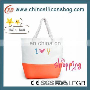 Cute printing cartoon canvas shopping tote bag for promotion