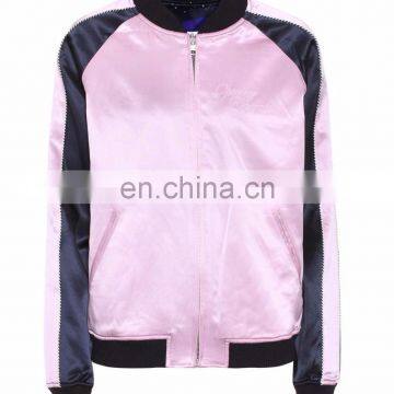 Chinese Clothing Manufacturers Custom Reversible Silk Ladies Spring Bomber Jackets photo-4