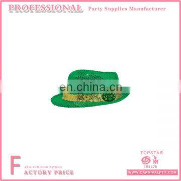 St. Patrick's Day China Wholesale Irish Green Shamrock Sequin Cowboy Hat Lucky Bulk Top Hat