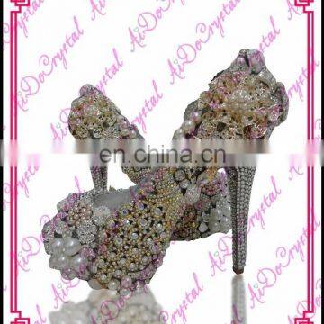 Aidocrystal Bling Custom Rhinestone Wedding Shoes High Heels, Platform Evening Shoes Heels Stones