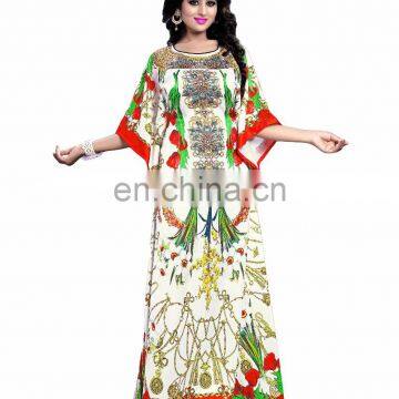 Women's White Colour Simple & Sober 3D printed Kaftan / Casual Daily wear Kaftan / Loose Free Size Printed Kurta (kaftan dress)