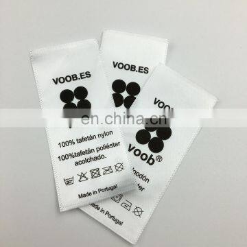 Custom fabric printed satin care labels for clothing satin