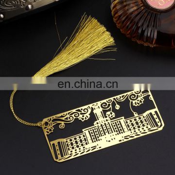 gold pocket metal bookmark with tassel for souvenir gift