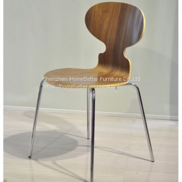 ant chair galvanized steel leg dining chair walnut wood veneer plywood