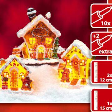 X\'mas house with 10 light set Customized european-style creative Christmas decoration house LED night light simulation cookie house resin crafts decoration