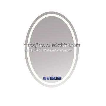 LED oval bathroom mirror with bluetooth speaker, built inner LED strip and anti-fogger