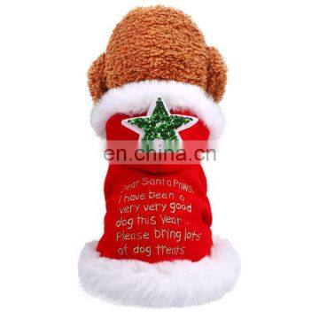 Pet dog Cat Christmas Clothes Cloak Star Woolen Overcoat for Pomeranian