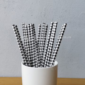 Grey Pattdern Drinking Paper Straws