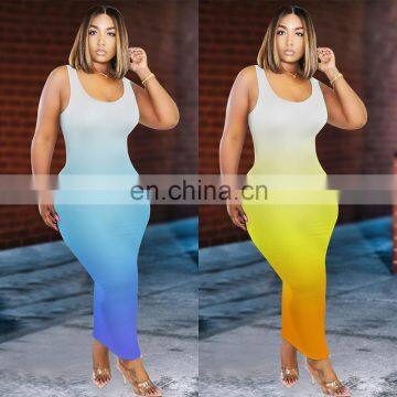 2020 New Arrivals Women Fashion Casual Dresses Ladies Bodycon Gradients Club Long Dresses Women Summer Dresses photo-3