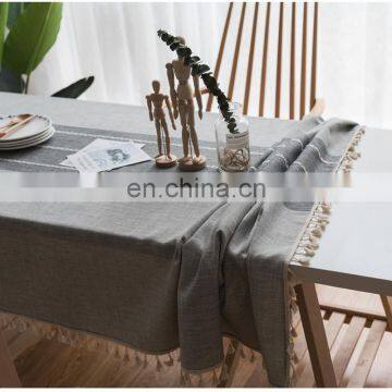 Embroidery Tassel Tablecloth Linen Tablecloth Table Cover for Kitchen Dining Room