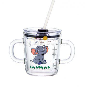 Measuring Two Handles Glass Mug With Custom Printing photo-4