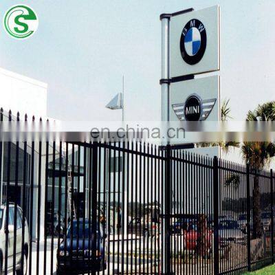 Parking lot iron sheet pressed picket top galvanized metal garden fence panels