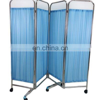 Portable 201 Stainless Steel Frame 4 Folding Partition medical Ward Screen for Hospital