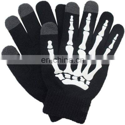 HY Winter Touch Scarf Gloves Skeleton Glove Thick Knit Handschoenen Texting Finger With Conductive