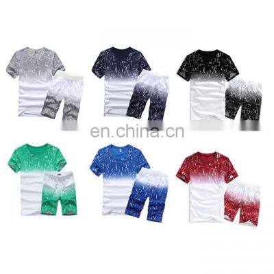 2021 Wholesale Short Sleeves, O-neck mens clothing t-shirt sport tops + pants Set/