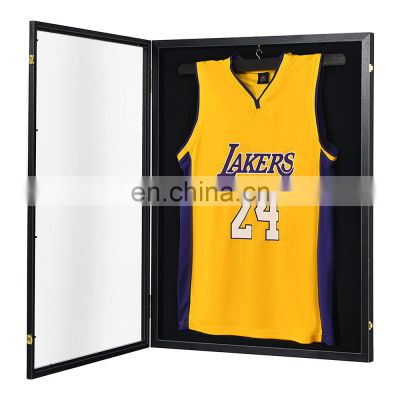 Large Wooden Frame Display Case Shadow Box with Acrylic Protection Lid,Wall Mounted Uniform Memorabilia Sport Shirt Showcase