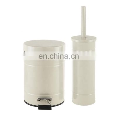 High quality powder coating light grey trash can with toilet brush set household bathroom accessories for home