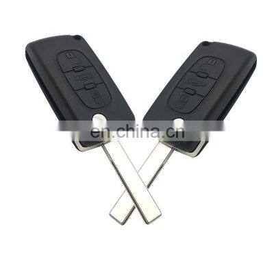 3 Button Flip Folding Remote Car Smartr  Key Case Shell Cover Blank Fob  For Peugeot 207 208 307 308 408