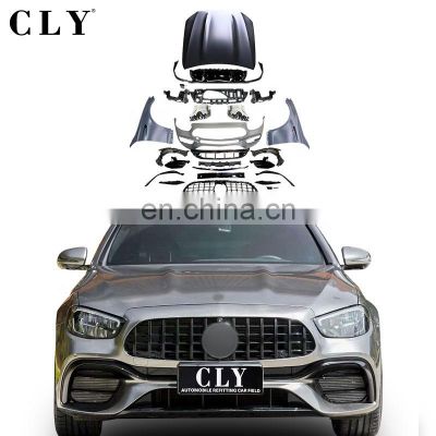 CLY Car Bumpers For 2016+ Benz E Class W213 upgrade AMG E63S Body Kits Front Car Bumper GT Grille Rear Diffuser Fender Hood