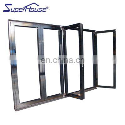 Superhouse used commercial glass entry  AS2047 NFRC Standard aluminum soundproof security folding doors