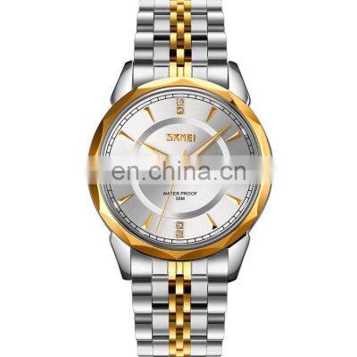 Watches Men Original SKMEI Brand 9268 Relojes Hombre 2022 Gold Silver Case Waterproof Quartz Analog Wristwatch