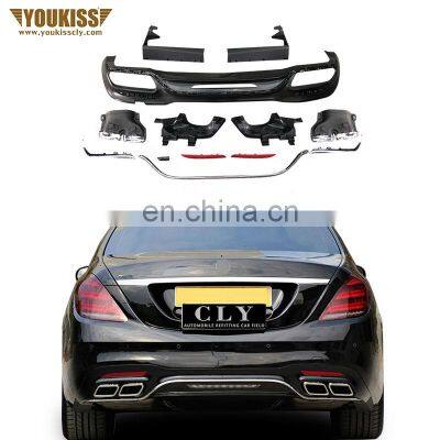 Rear Lip Genuine Auto Parts Rear Bumper For Benz S Class 2018+ W 222 Modified S 63 S 65 Amg Rear Diffuser and Exhaust Pipe