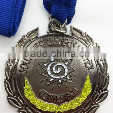 2014 Custom Made Logo metal medal black nickel with ribbon