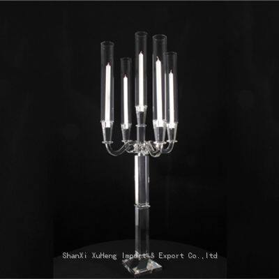 Long Stemmed 9 Arms Crystal Candelabra Centerpieces Crystal Candle Holder For Wedding Decoration photo-5