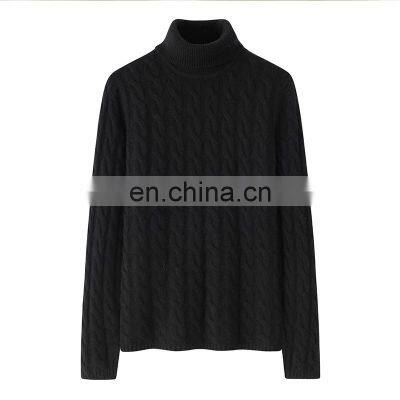 Manufacturer's Classic Cable Knit Women's Turtleneck Cashmere Sweater 100% Solid Casual Winter Style with Front Logo