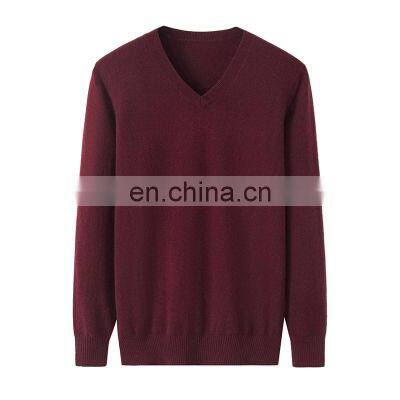 Women's 100% Pure Cashmere V-Neck Sweater Classic Long Sleeve Pullover with Front Logo Solid Pattern Casual Winter Style