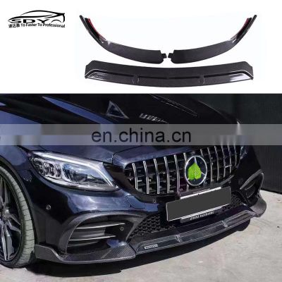 W205 C Class Carbon Fiber Front Lip Front Bumper Lip For Mercedes Benz W205 C class C180 C200  C260 C300