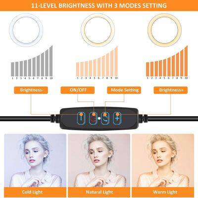 Professional Fashion Video Conference USB Lighting Kit LED Self-timer Fill Light With Mobile Phone Holder 6 Inch Ring Light
