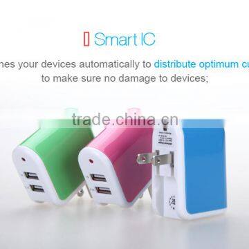2016 High quality US plug 5v 2.1a dual usb wall charger portable dvd charger