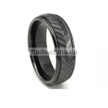 Black Tungsten Carbide 8MM Chevron Newport Wedding Band Ring