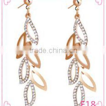 Leaf shaped gold drop earring, hot sale all types of earrings